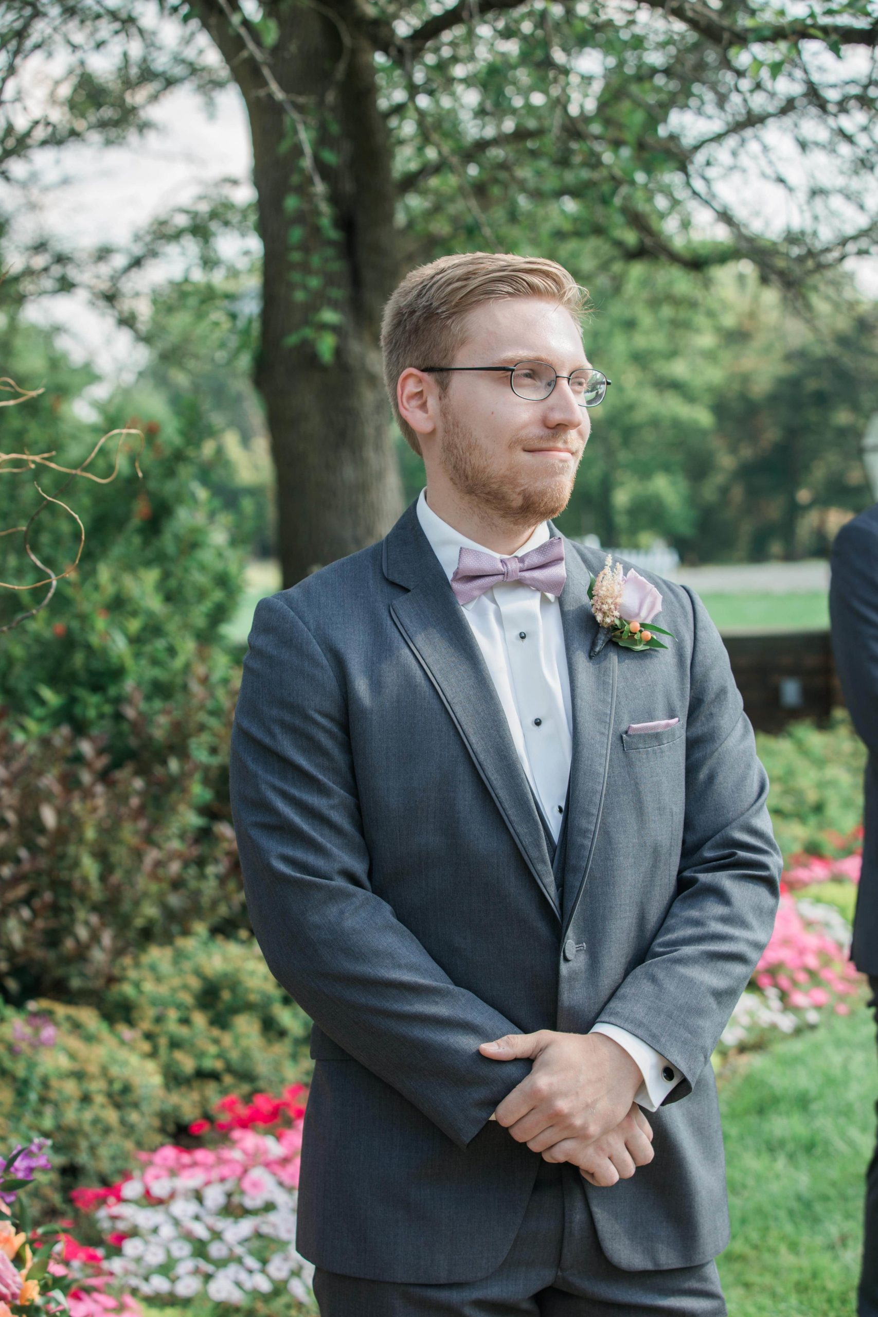 outdoor wedding ceremony groom