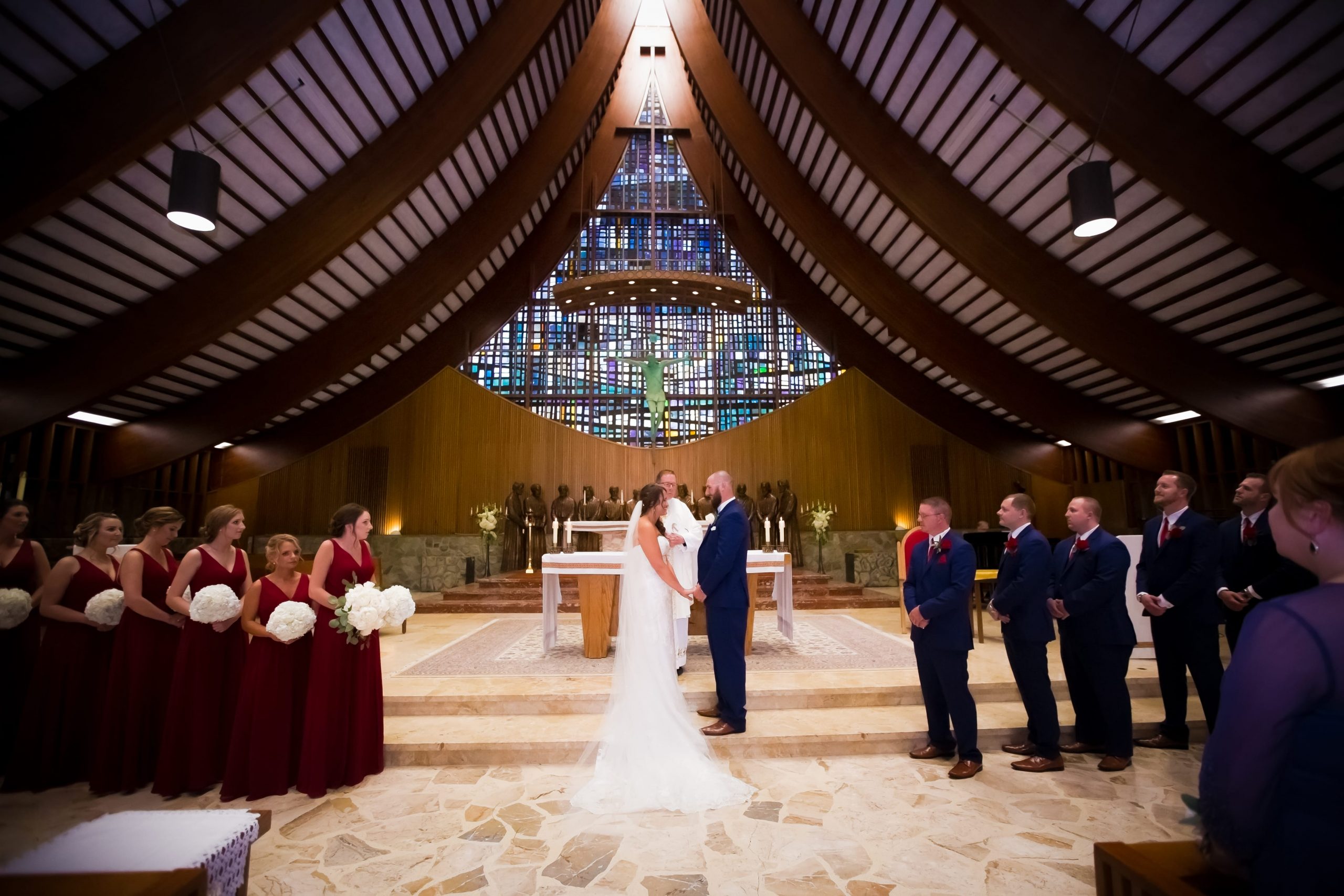 bride and groom at church ceremony