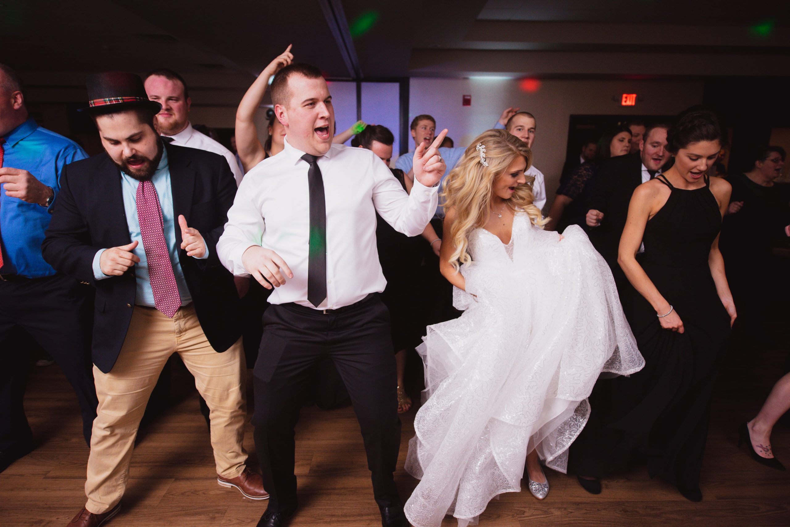 bride and groom dancing at reception