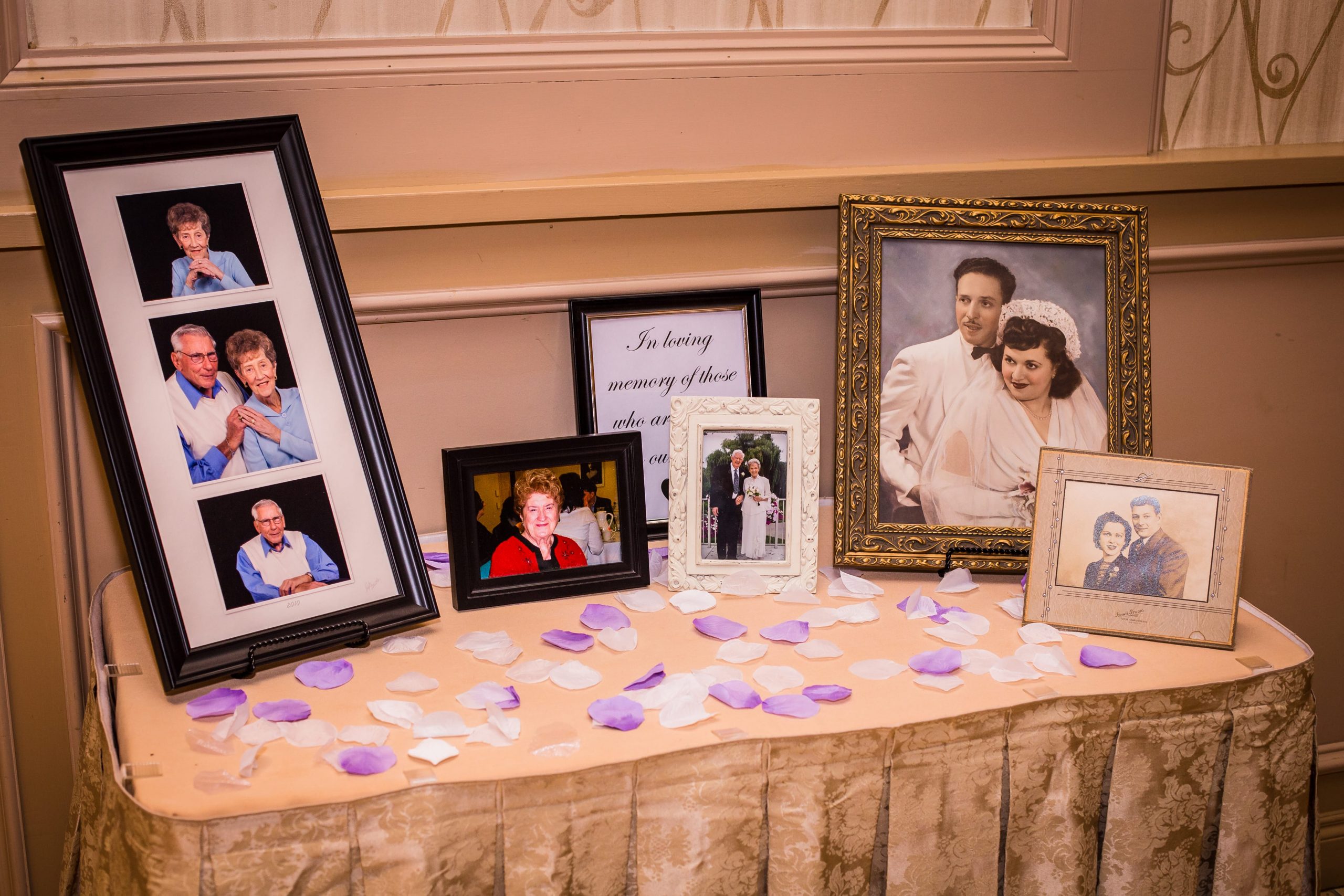 "In Memory" table at wedding reception