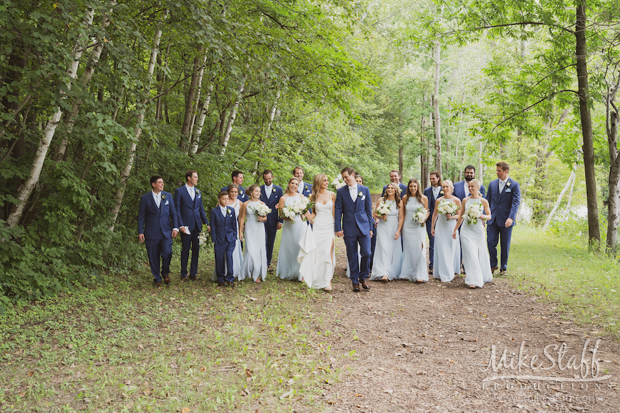 Bridal Party walking at Odin's Owl