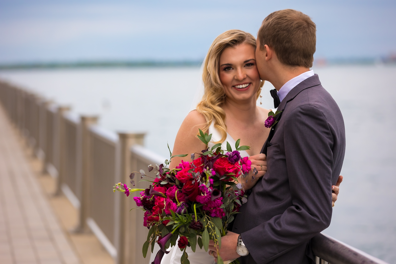 bride and groom water wedding photography