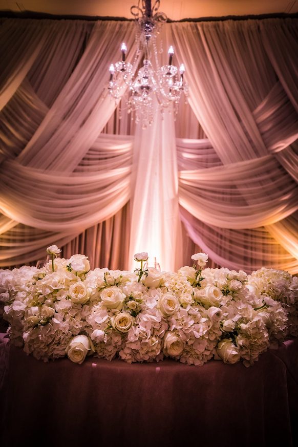 drapery white wedding uplighting reception