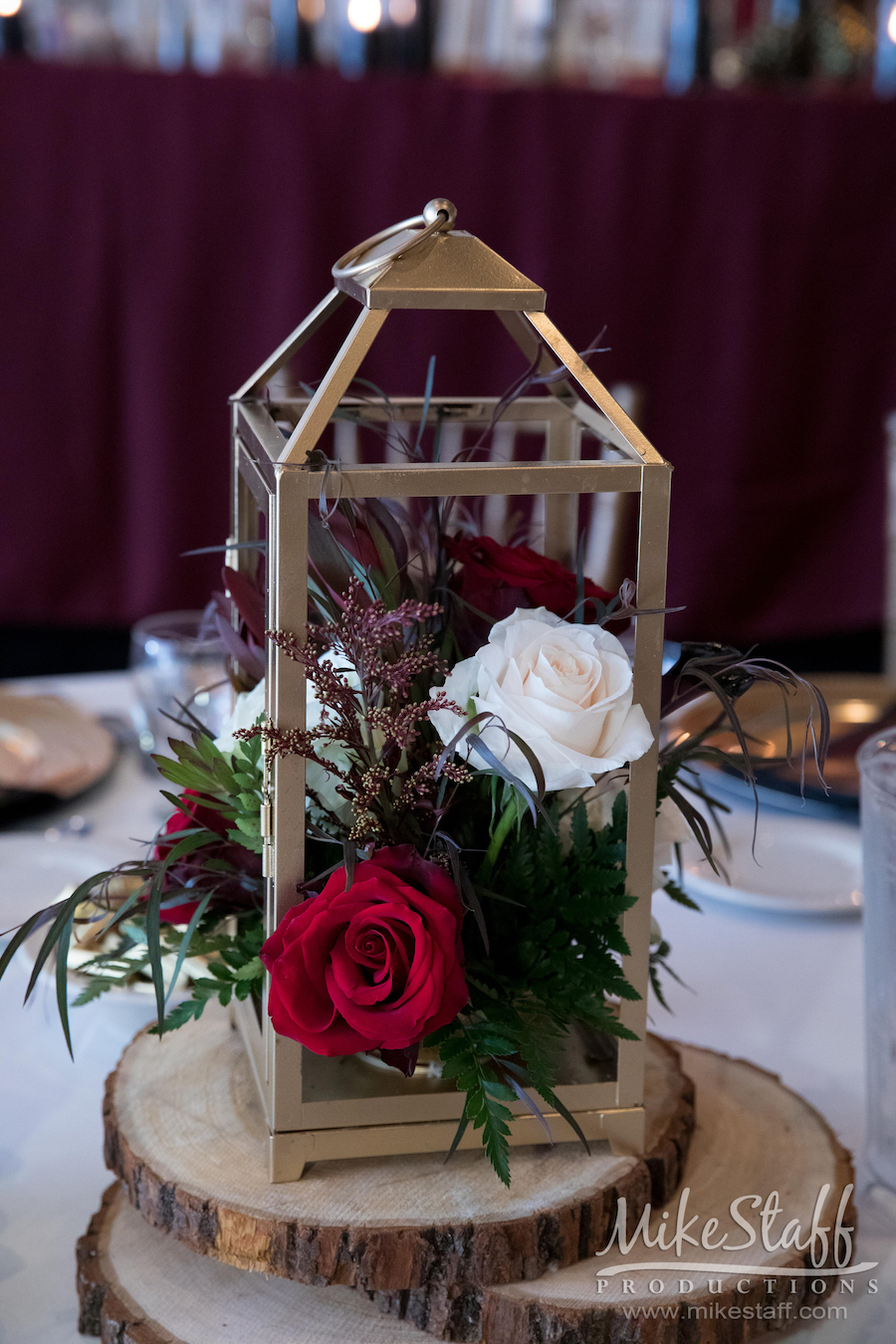 gold wedding reception centerpiece