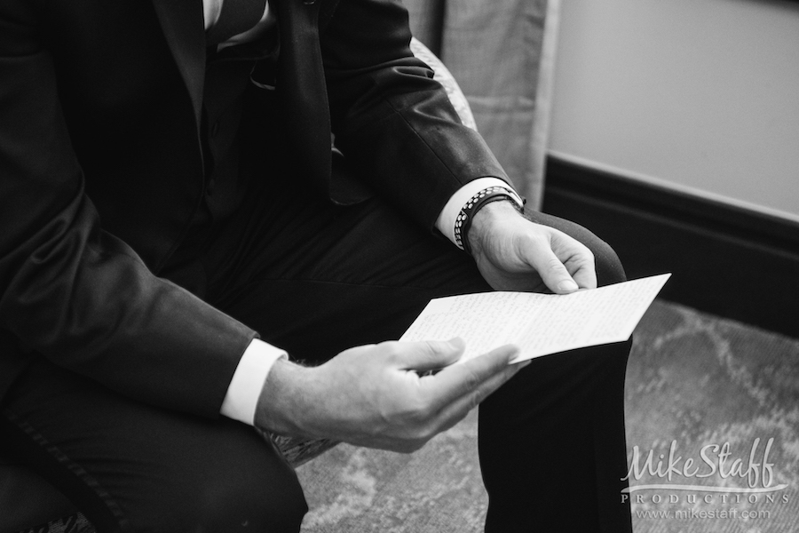 groom reading note pre ceremony