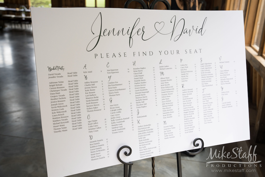 Jennifer and David seating chart