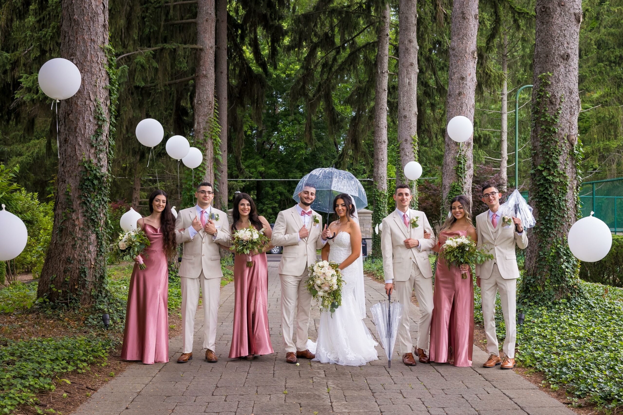 Mike Staff Productions Michigan Wedding Photography_bride groom and bridal party outside balloons