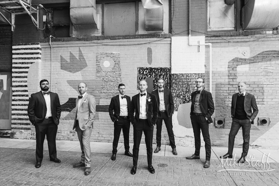 groom with groomsmen downtown detroit