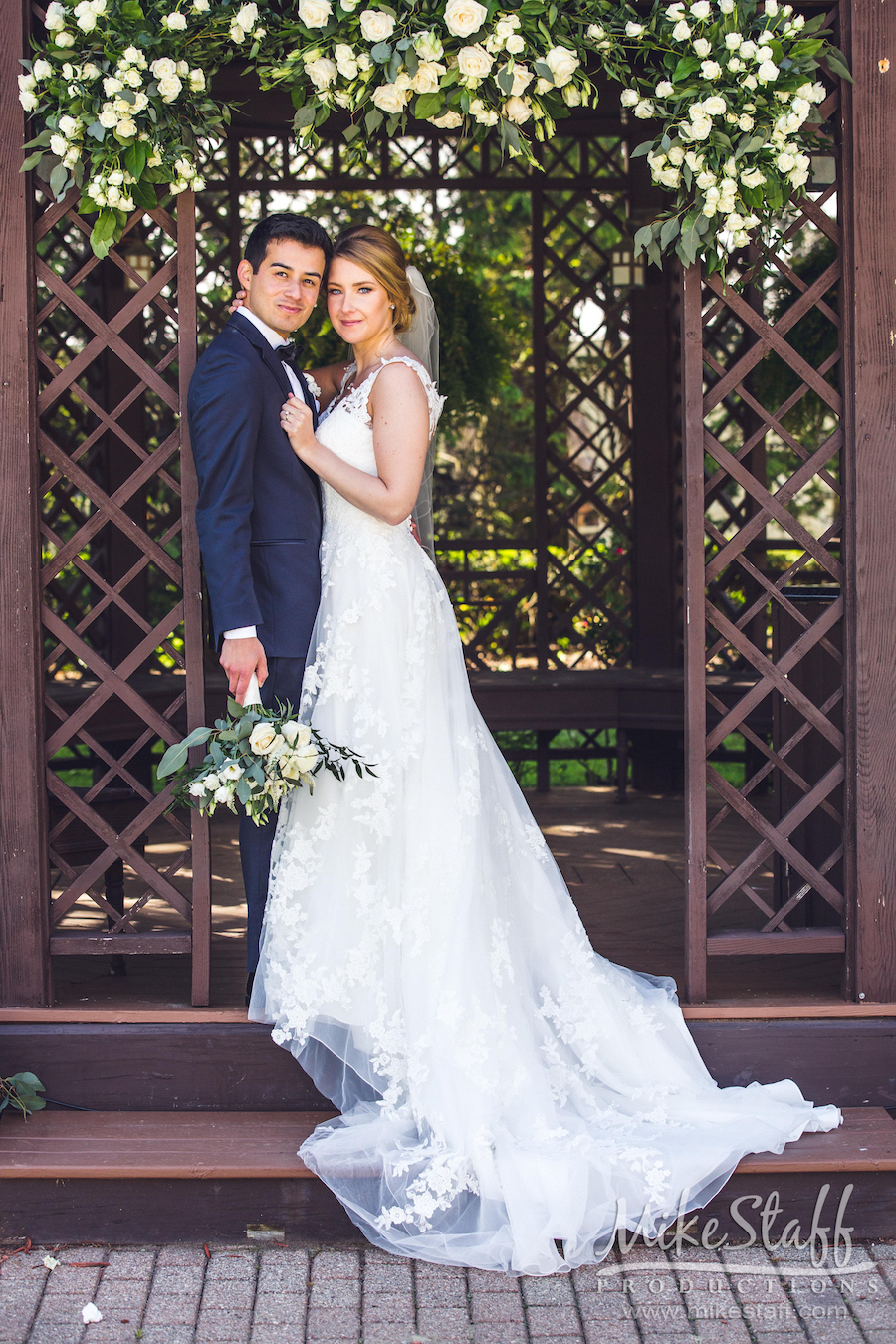 bride and groom wedding portrait outside