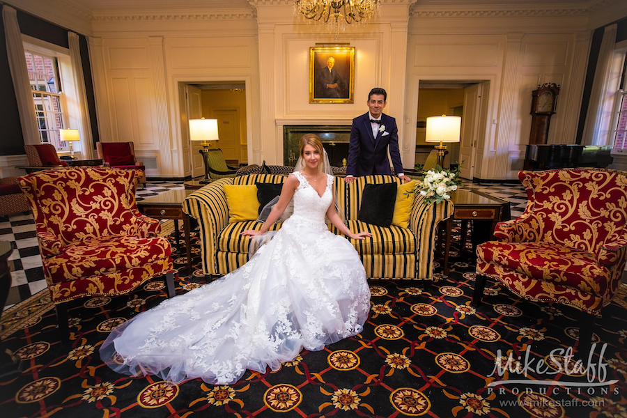 bride and groom in dearborn inn