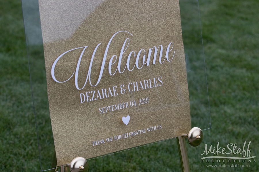 dezarae and charles wedding ceremony sign