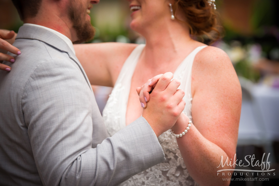 bride and groom dancing