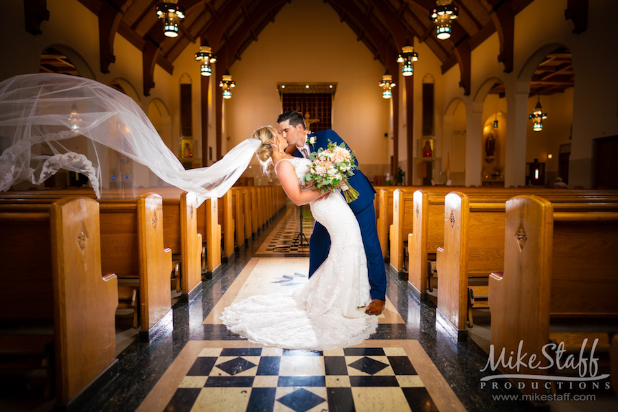 bride and groom in church