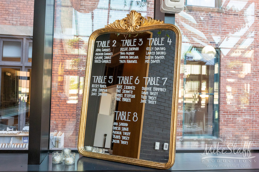 mirrored table seating chart Shinola Hotel