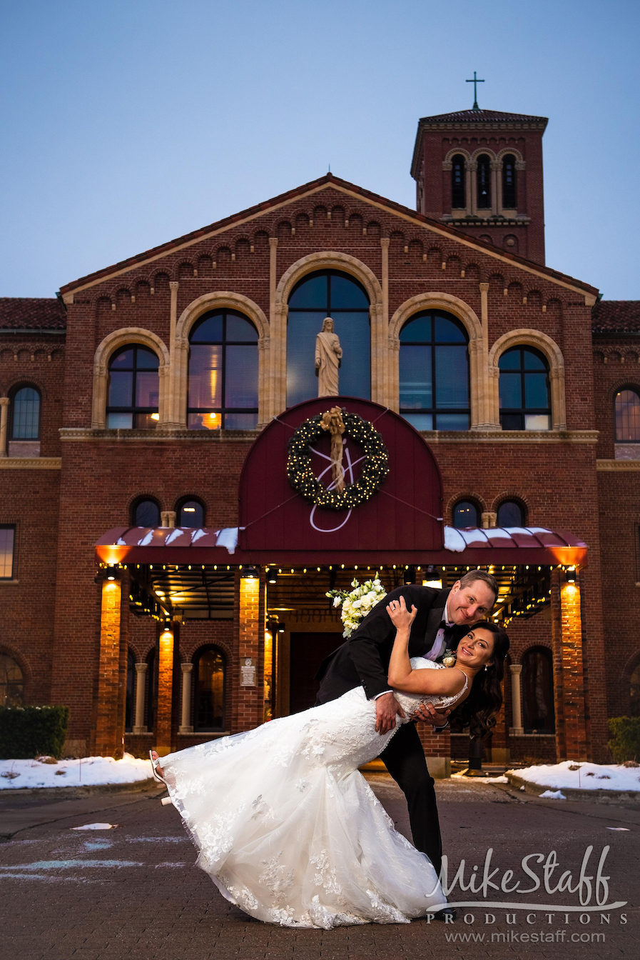 Stephanie and Michael portait outside Inn at St John's