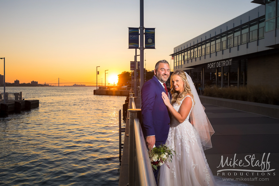 sunset detroit riverfront