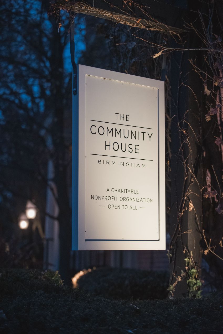 the community house sign