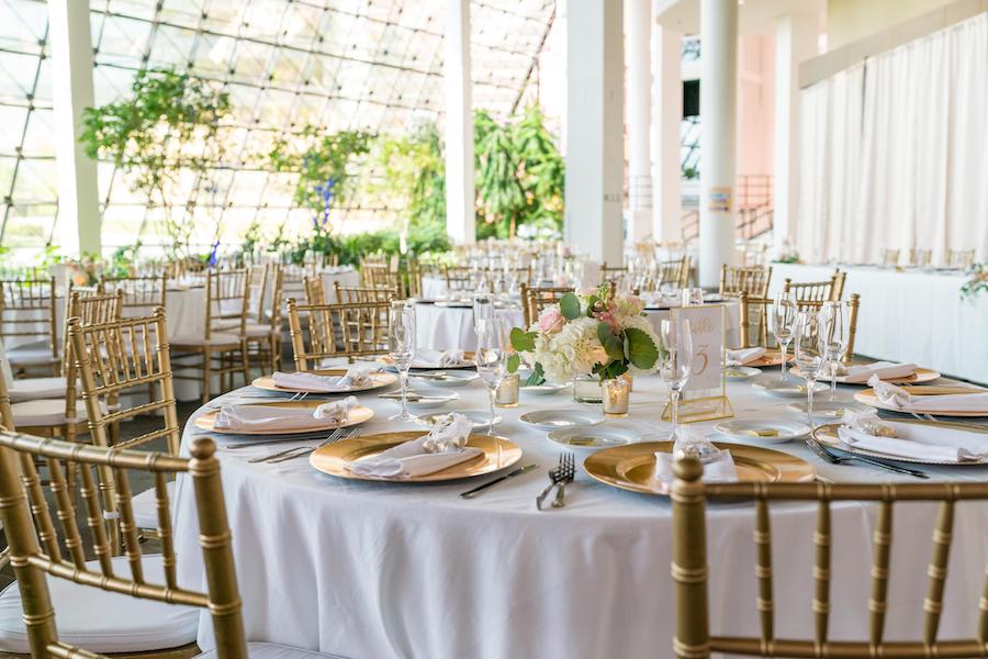 The Westin Southfield Detroit Atrium gold chivari chairs