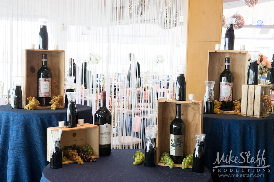 wine display at reception